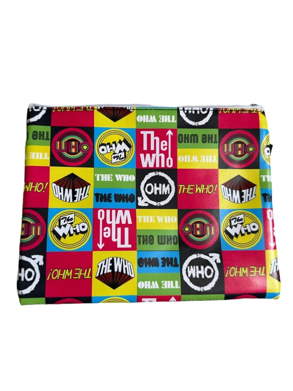 The who make up bag colorful patchwork laminated